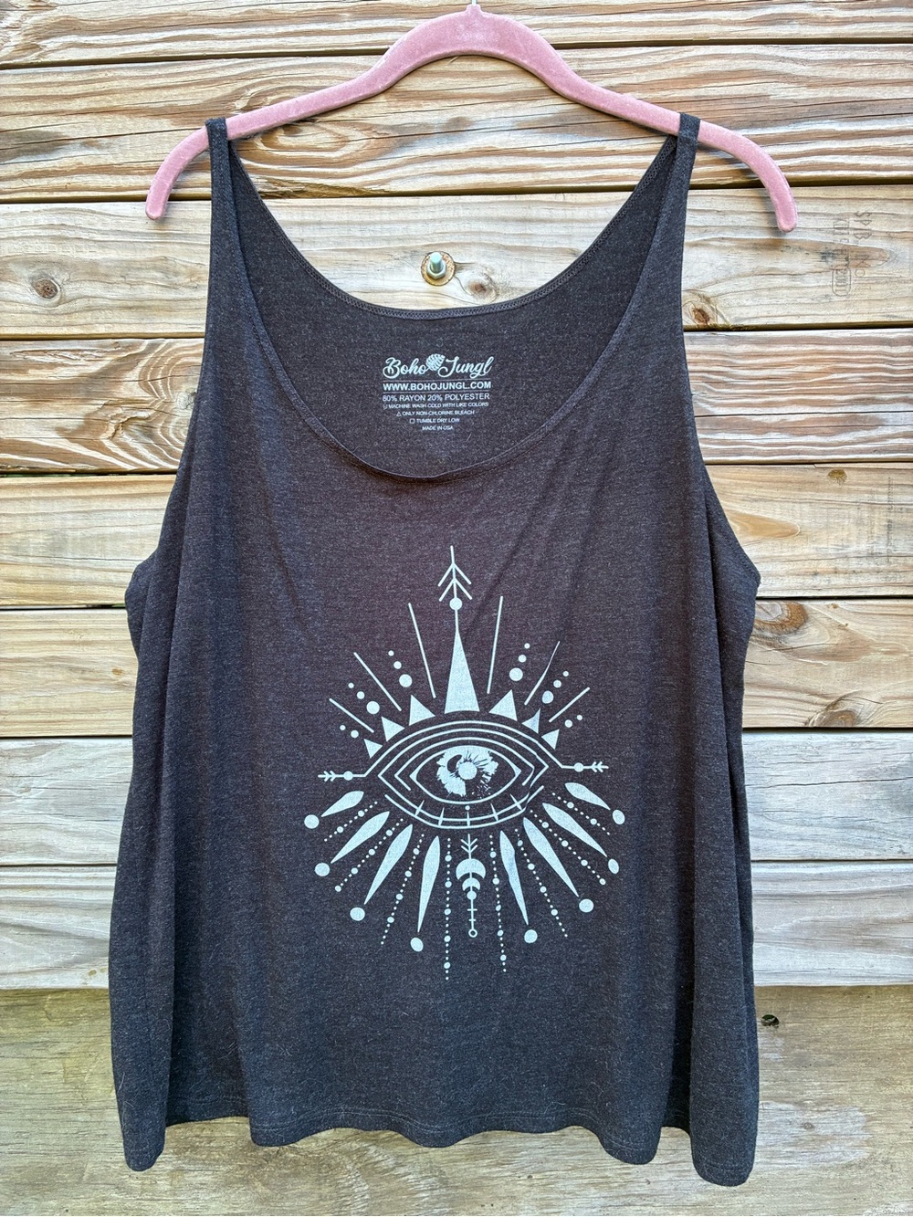 Women's Dark Gray Graphic Third Eye Tank Top Size Large